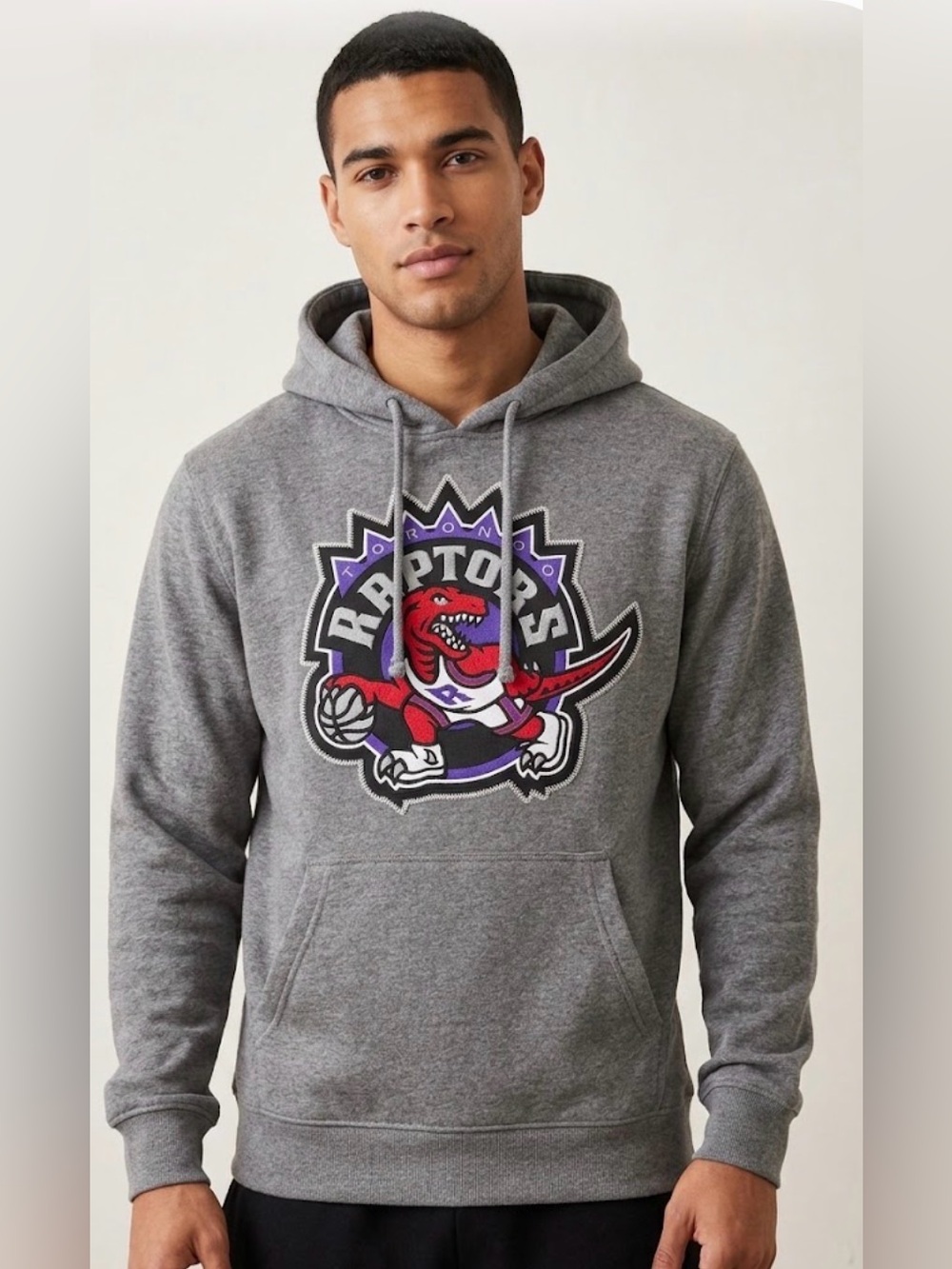 Toronto Raptors Retro Logo Graphic Hoodie | Heathered Grey Sweatshirt